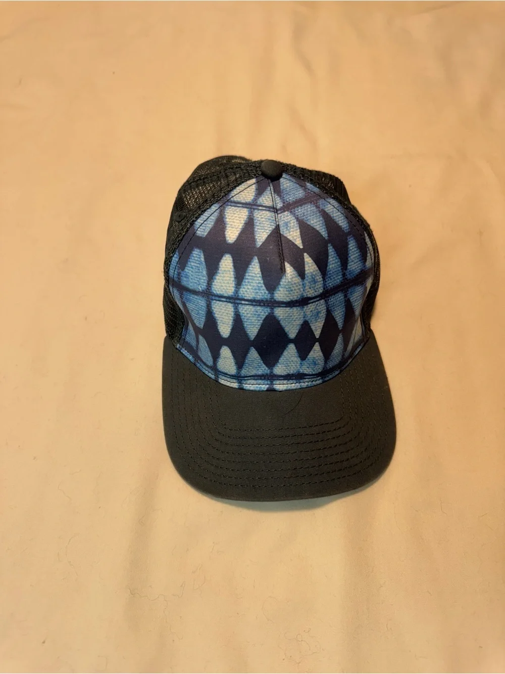 Prana Blue Patterned Mesh Trucker Hat